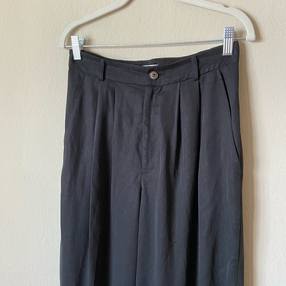 Reformation Petites Mason Wide Leg  Black Pants Straight Size 4 - Picture 13 of 13